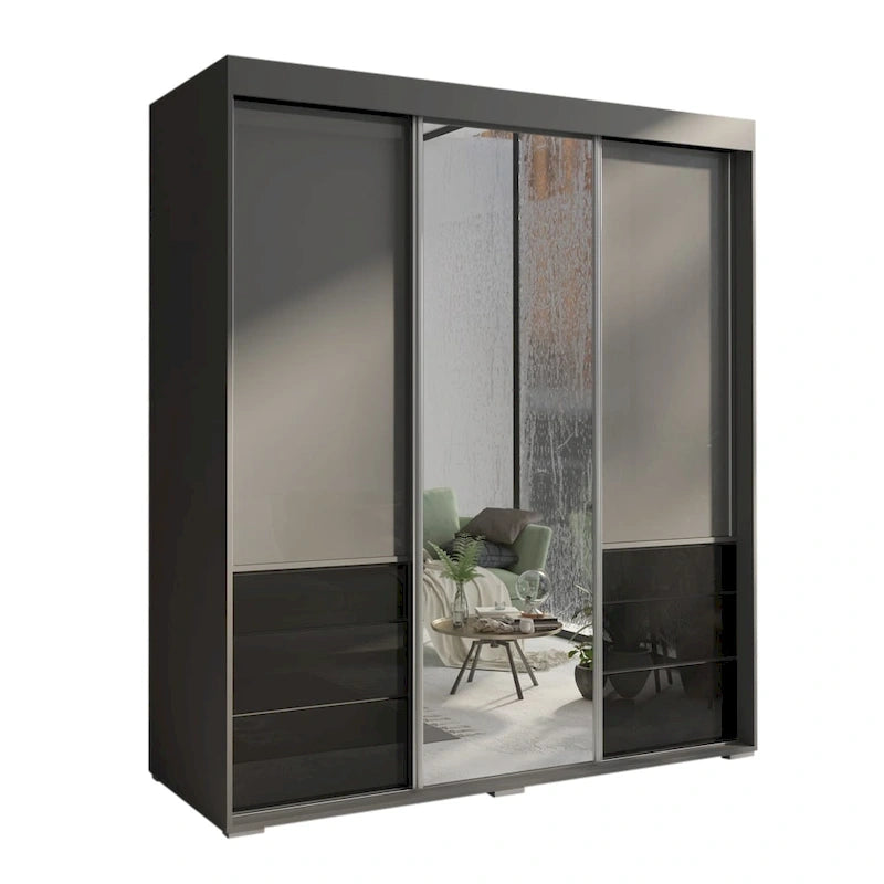 Monaco 3-door Modern 71-inch Wardrobe with Mirror