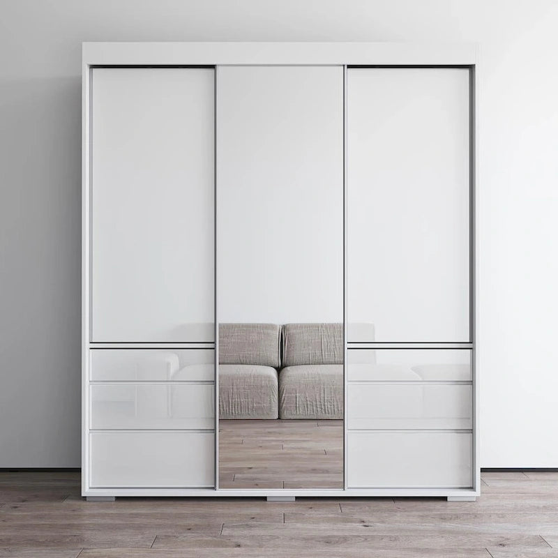 Monaco 3-door Modern 71-inch Wardrobe with Mirror