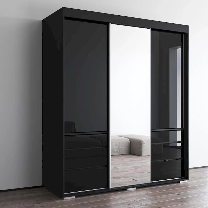 Monaco 3-door Modern 71-inch Wardrobe with Mirror