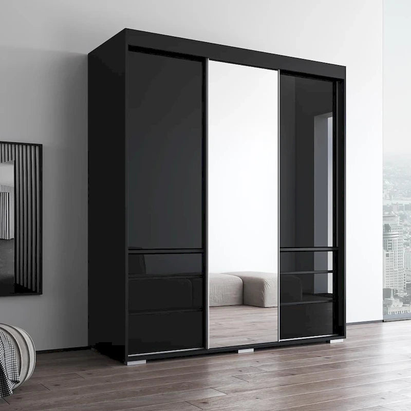 Monaco 3-door Modern 71-inch Wardrobe with Mirror