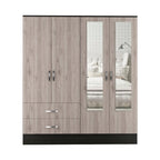 Bolton 160 Armoire with 9 Shelves, 2 Cabinets, Mirrors, 2 Drawers, and Rod - N/A