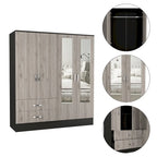 Bolton 160 Armoire with 9 Shelves, 2 Cabinets, Mirrors, 2 Drawers, and Rod - N/A