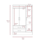 Bolton 160 Armoire with 9 Shelves, 2 Cabinets, Mirrors, 2 Drawers, and Rod - N/A
