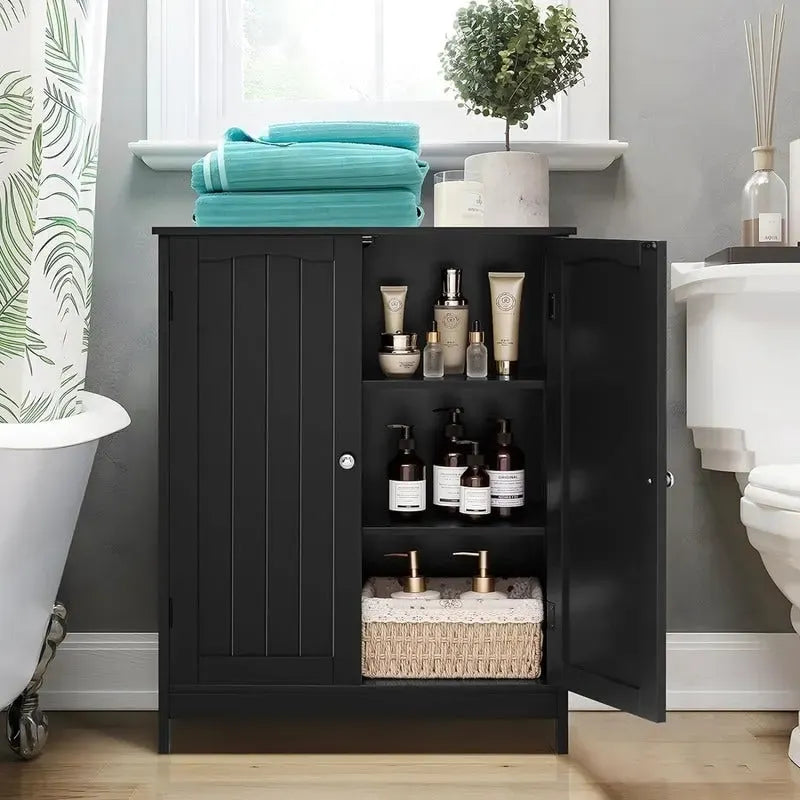 Bathroom Cabinet, Bathroom Storage Cabinet with 2 Doors & 2 Shelves - 11.7D x 23.4W x 31.2H