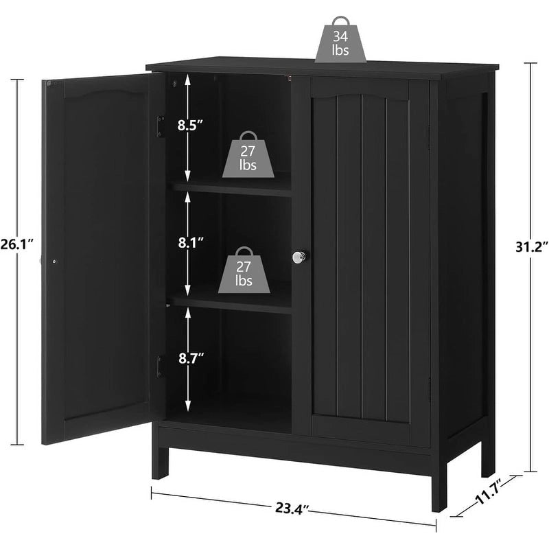 Bathroom Cabinet, Bathroom Storage Cabinet with 2 Doors & 2 Shelves - 11.7D x 23.4W x 31.2H
