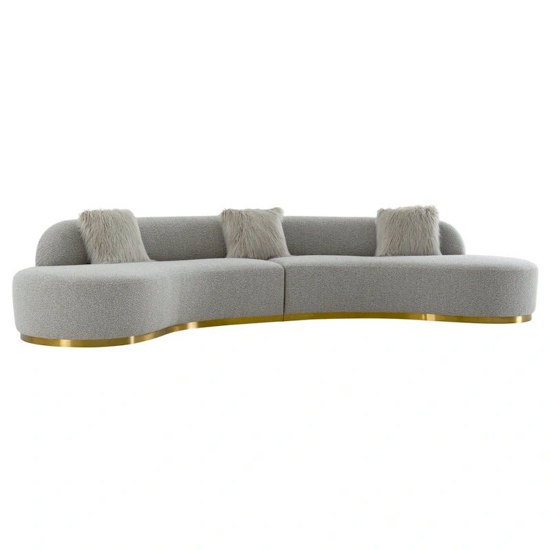Pasargad Home Simona Curved Sofa with 3 Pillow Included
