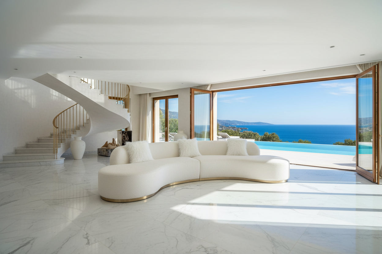 Pasargad Home Simona Curved Sofa with 3 Pillow Included