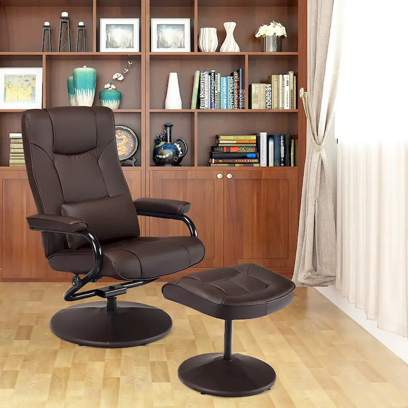 Recliner Chair 360 Degree Swivel PU Leather Chair with Footrest
