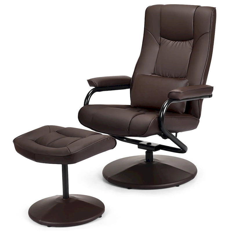 Recliner Chair 360 Degree Swivel PU Leather Chair with Footrest