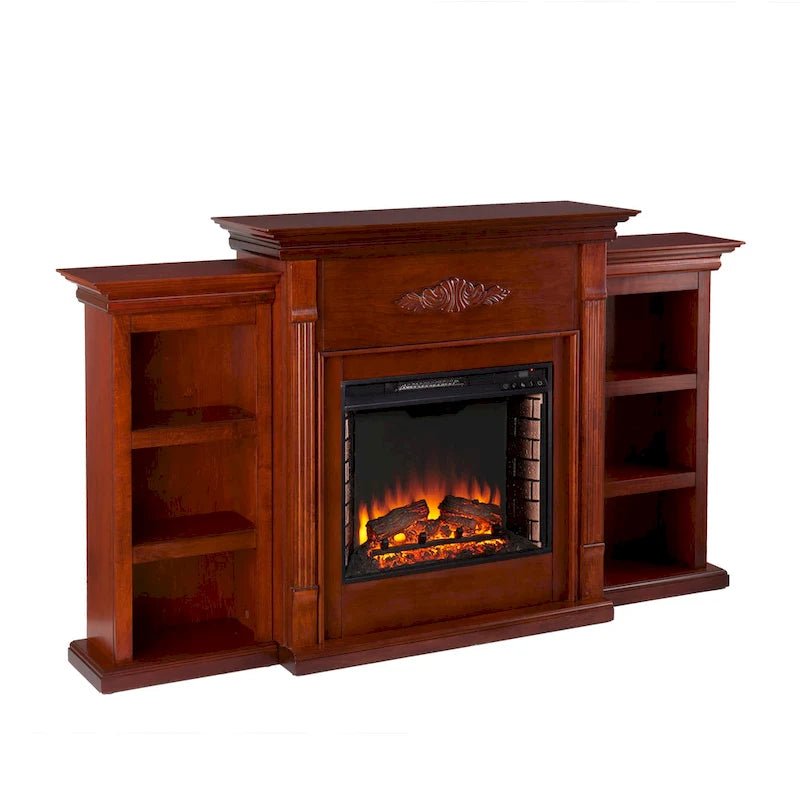 SEI Furniture Gracewood Hollow Womack 70-inch Mahogany Electric Fireplace with Bookshelves - N/A