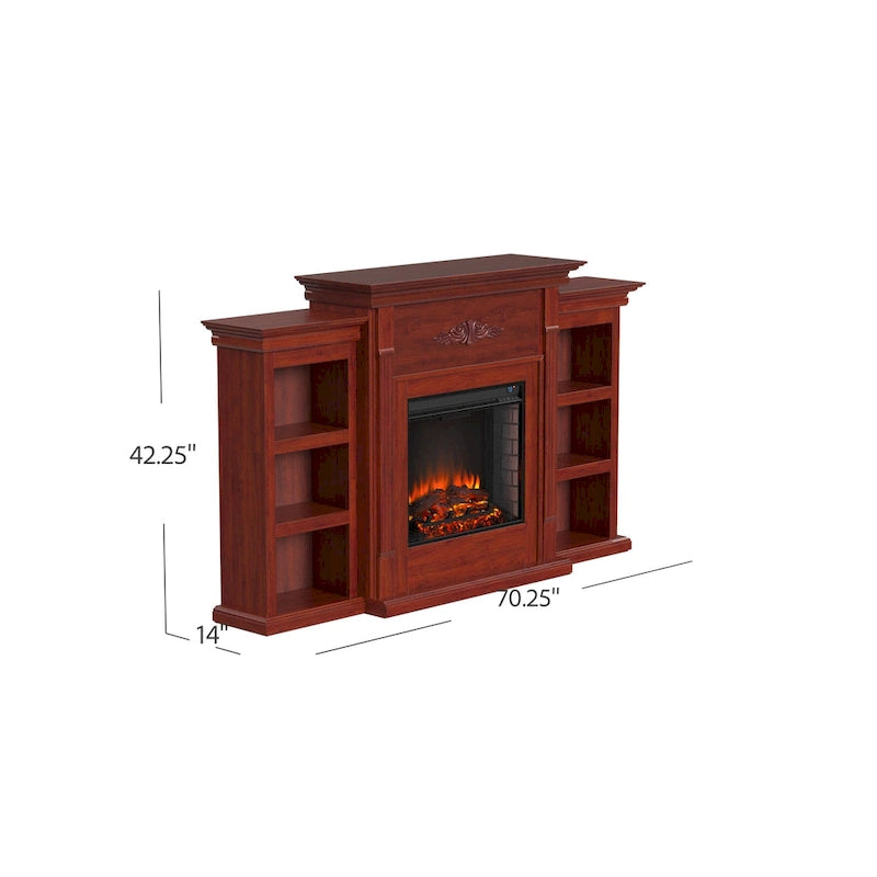 SEI Furniture Gracewood Hollow Womack 70-inch Mahogany Electric Fireplace with Bookshelves - N/A
