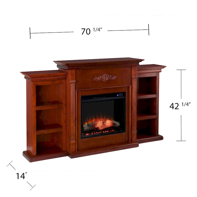 SEI Furniture Gracewood Hollow Womack 70-inch Mahogany Electric Fireplace with Bookshelves - N/A