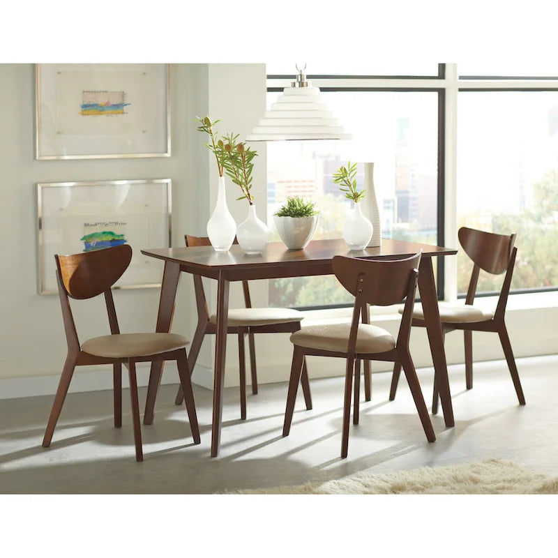 Markus Tan and Chestnut Open Back Dining Chairs (Set of 4)