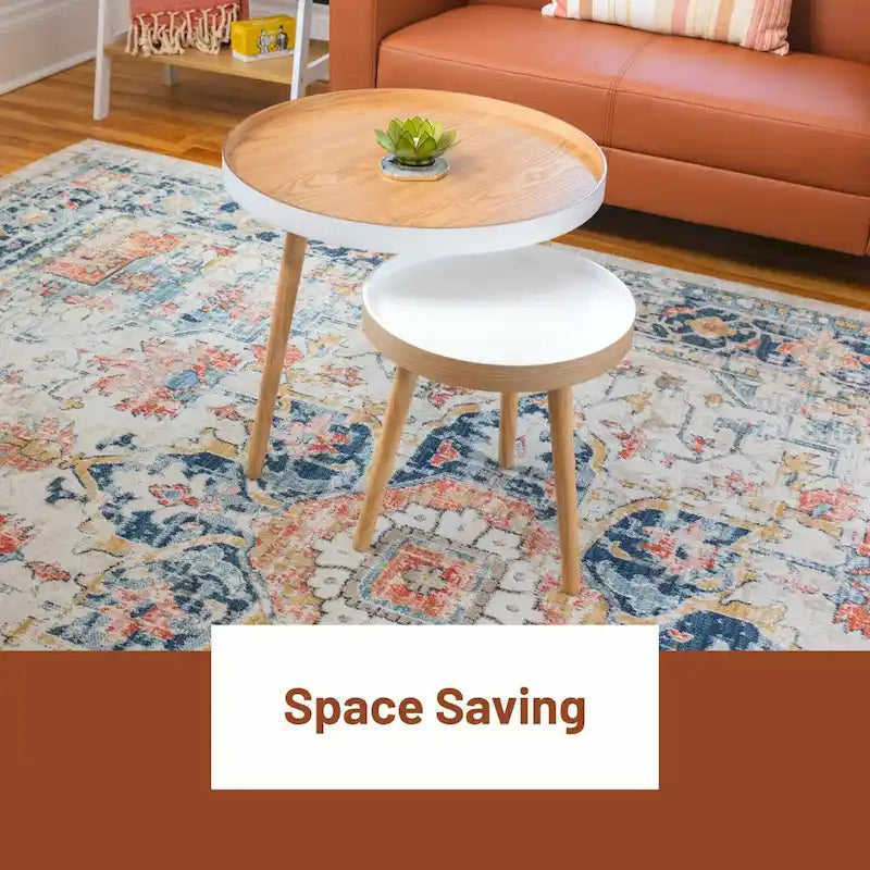 2-Piece Nestable End Tables for Living Room, Bedroom and Small Spaces