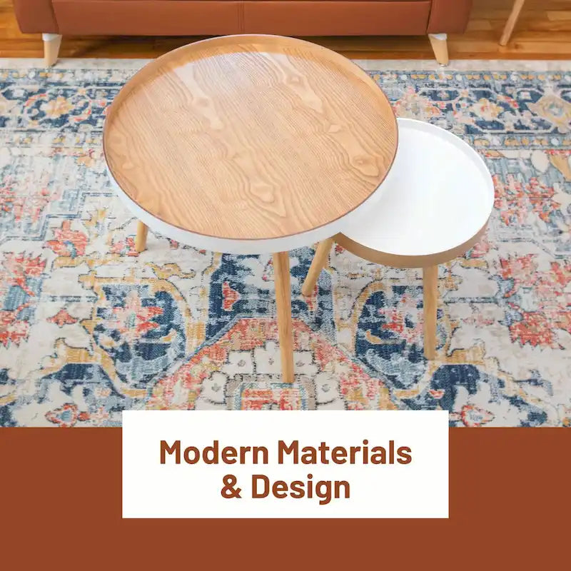 2-Piece Nestable End Tables for Living Room, Bedroom and Small Spaces