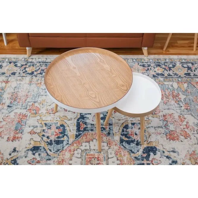 2-Piece Nestable End Tables for Living Room, Bedroom and Small Spaces