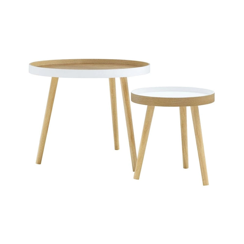 2-Piece Nestable End Tables for Living Room, Bedroom and Small Spaces