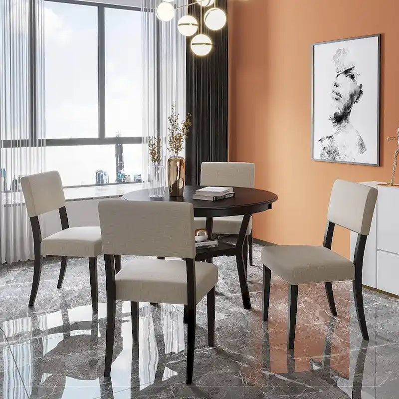 5-Piece Kitchen Dining Table Set with 4 Upholstered Chairs