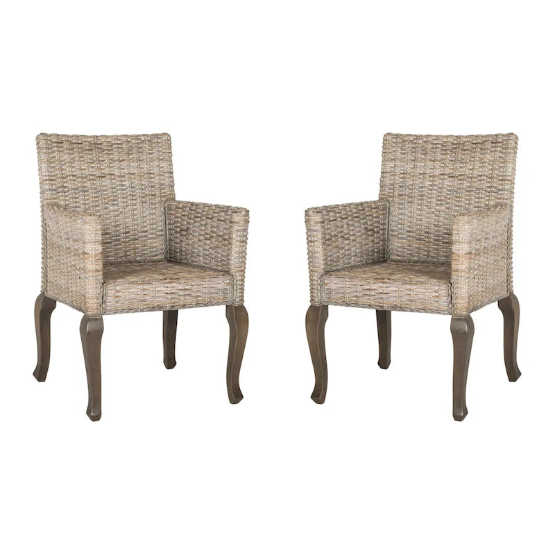SAFAVIEH Alearda Natural Dining Chair (Set of 2) - 23 x 24.4 x 34 - 23Wx24Dx34H