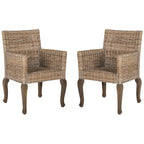 SAFAVIEH Alearda Natural Dining Chair (Set of 2) - 23 x 24.4 x 34 - 23Wx24Dx34H
