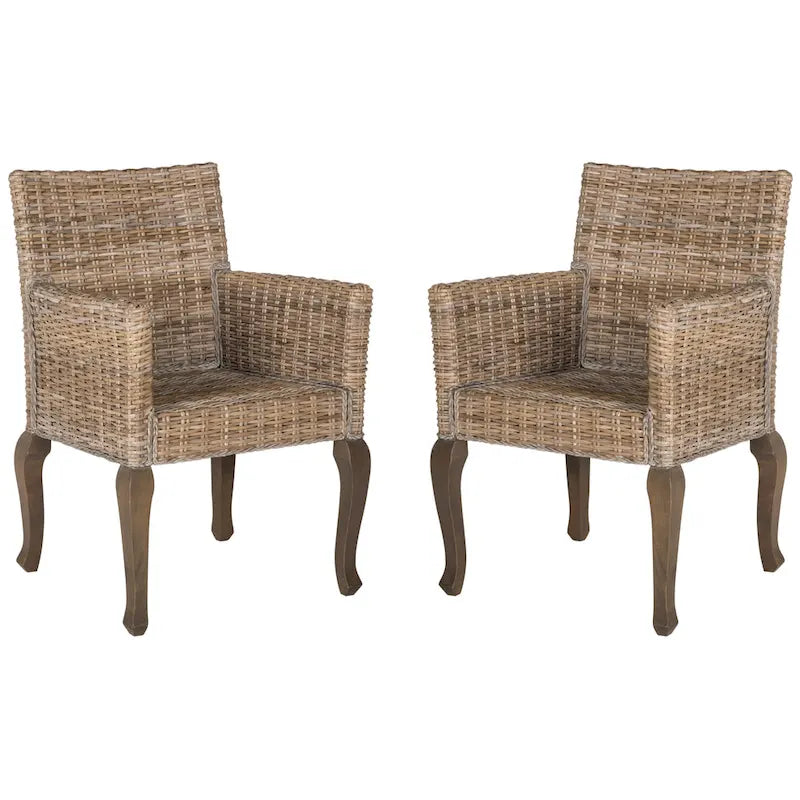 SAFAVIEH Alearda Natural Dining Chair (Set of 2) - 23 x 24.4 x 34 - 23Wx24Dx34H