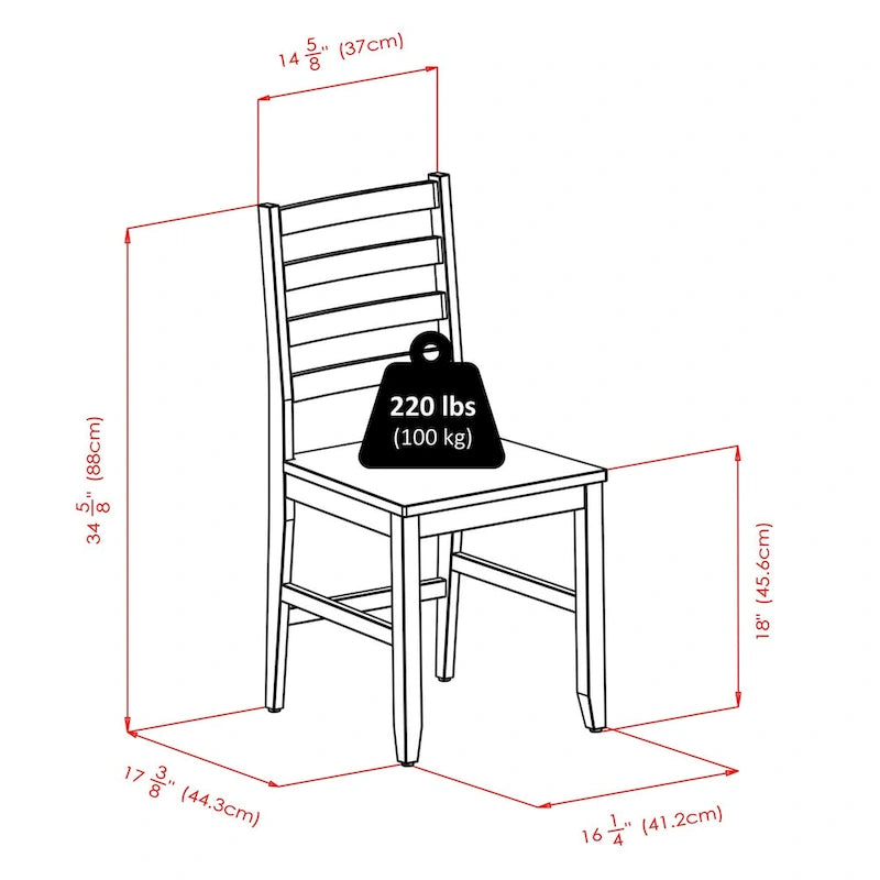 3-Pc Drop Leaf Table with Ladder-back Chairs, Walnut