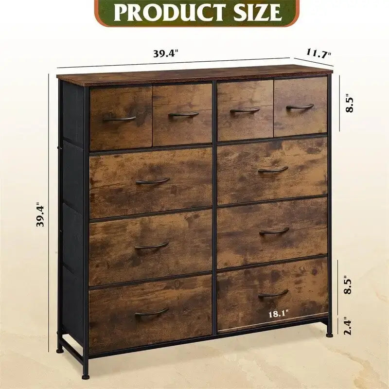 Fabric Dresser for Bedroom - 11.7D x 39.4W x 39.4H