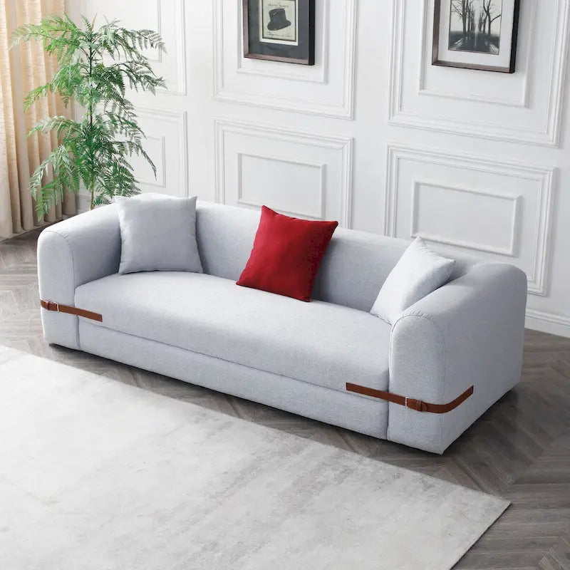 3-Seater Upholstered Sofa Mutiple Color Loveseat Couch with Pillows