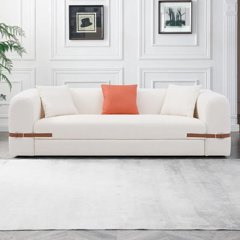 3-Seater Upholstered Sofa Mutiple Color Loveseat Couch with Pillows