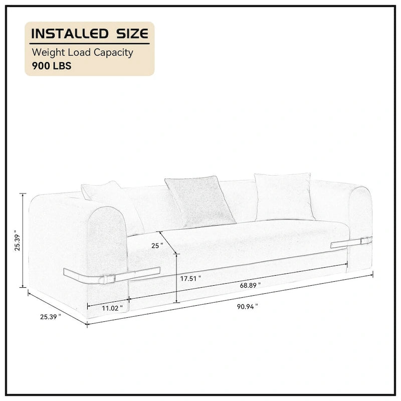 3-Seater Upholstered Sofa Mutiple Color Loveseat Couch with Pillows