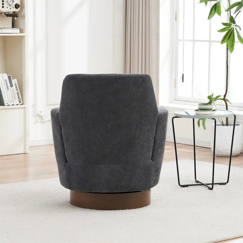 Polyester Swivel Barrel Chair with Stainless Steel Base