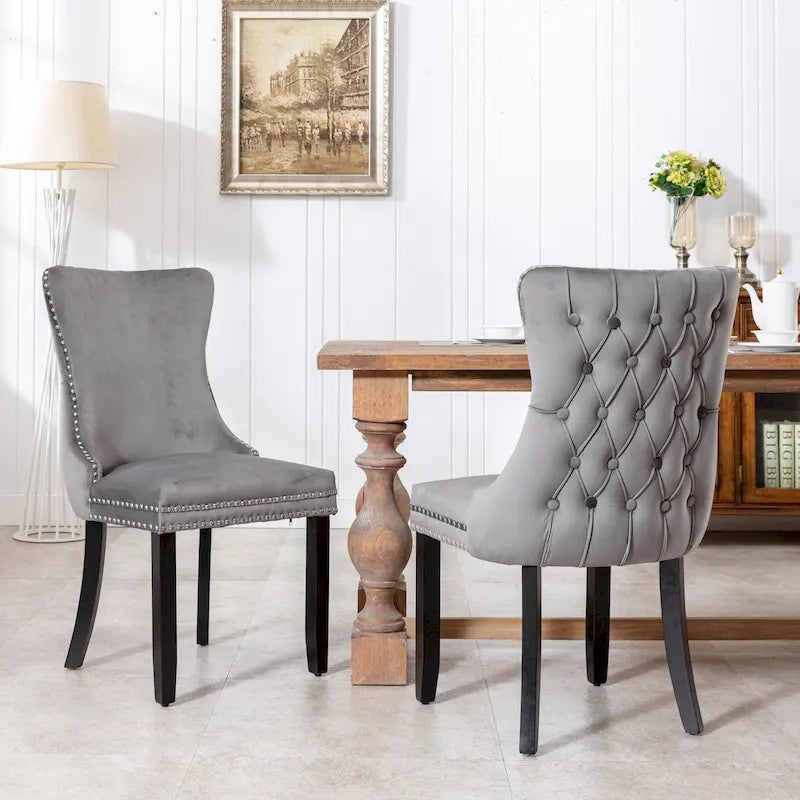 Set of 2 Modern Upholstered Accent Armless Tufted Dining Chairs