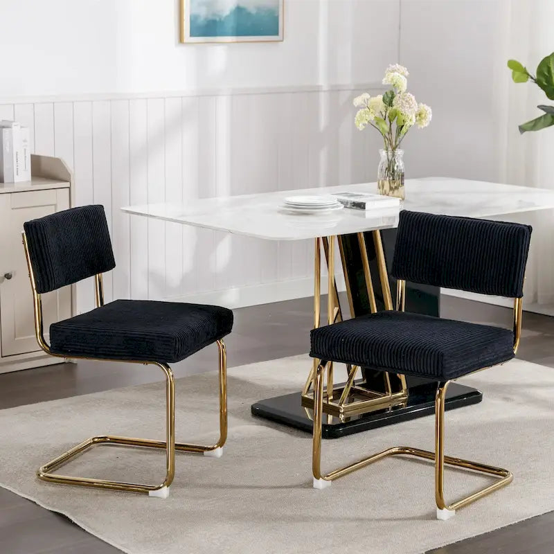 Set of 2 Modern Upholstered Accent Armless Tufted Dining Chairs