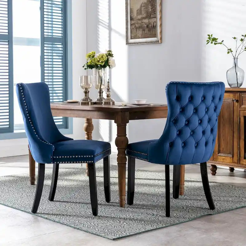 Set of 2 Modern Upholstered Accent Armless Tufted Dining Chairs