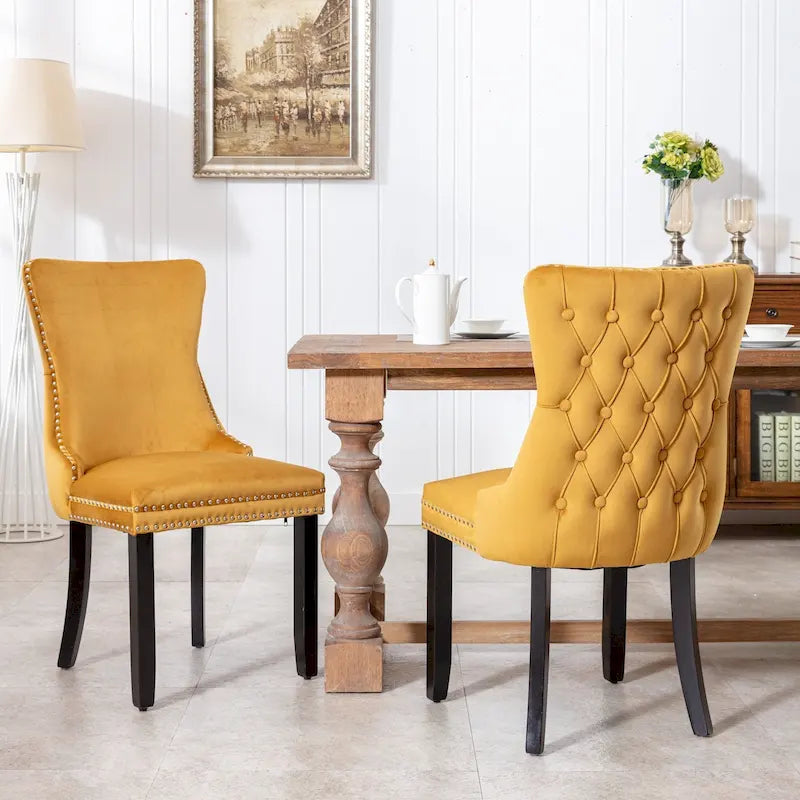 Set of 2 Modern Upholstered Accent Armless Tufted Dining Chairs