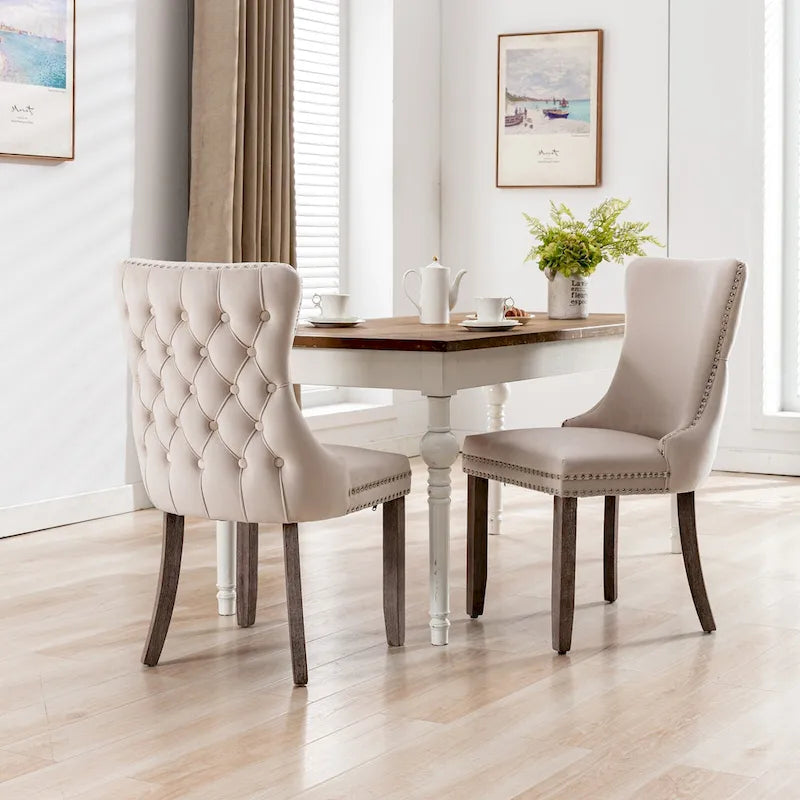 Set of 2 Modern Upholstered Accent Armless Tufted Dining Chairs