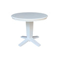 36 Solid Wood Round Top Pedestal Dining Table with 12 in Leaf
