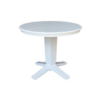 36 Solid Wood Round Top Pedestal Dining Table with 12 in Leaf
