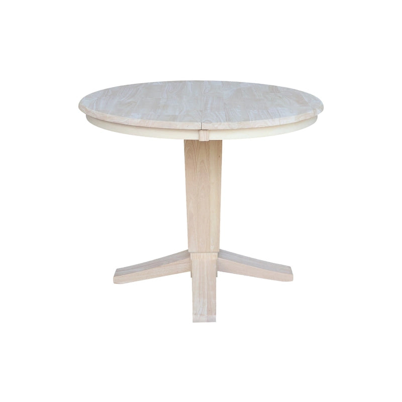 36 Solid Wood Round Top Pedestal Dining Table with 12 in Leaf