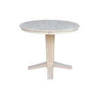 36 Solid Wood Round Top Pedestal Dining Table with 12 in Leaf