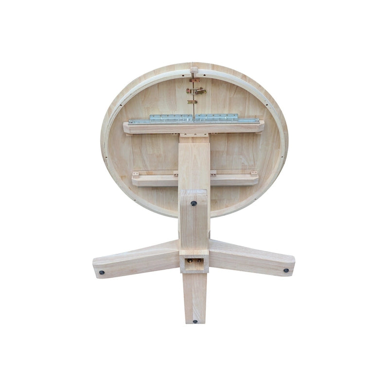 36 Solid Wood Round Top Pedestal Dining Table with 12 in Leaf