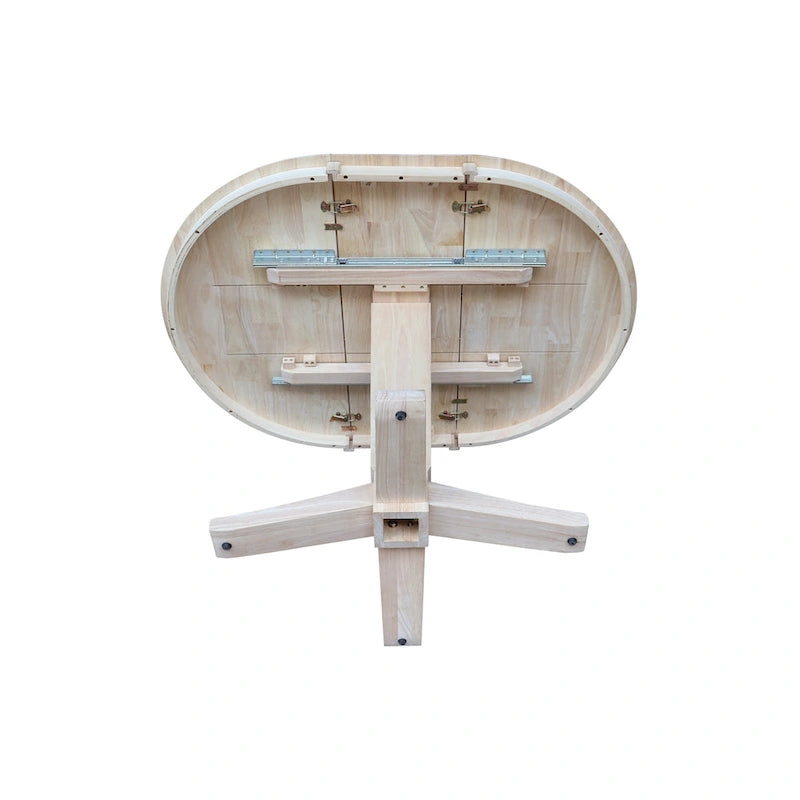 36 Solid Wood Round Top Pedestal Dining Table with 12 in Leaf