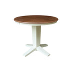 36 Solid Wood Round Top Pedestal Dining Table with 12 in Leaf