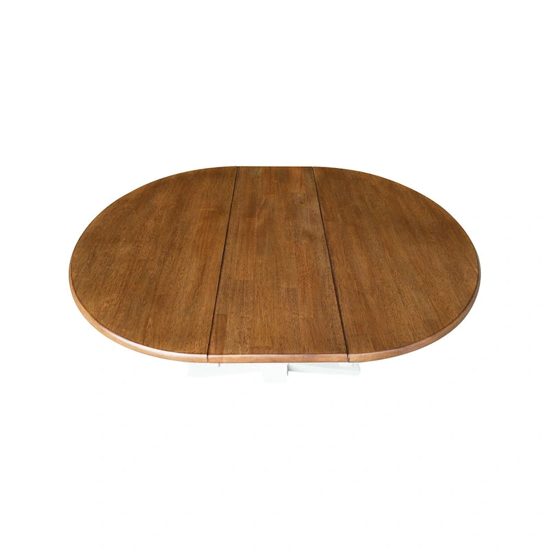 36 Solid Wood Round Top Pedestal Dining Table with 12 in Leaf