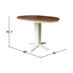 36 Solid Wood Round Top Pedestal Dining Table with 12 in Leaf