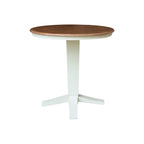 36 Solid Wood Round Top Pedestal Dining Table with 12 in Leaf