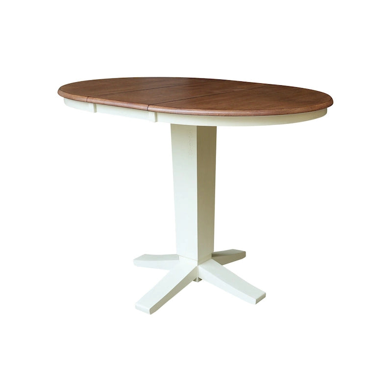 36 Solid Wood Round Top Pedestal Dining Table with 12 in Leaf