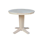 36 Solid Wood Round Top Pedestal Dining Table with 12 in Leaf