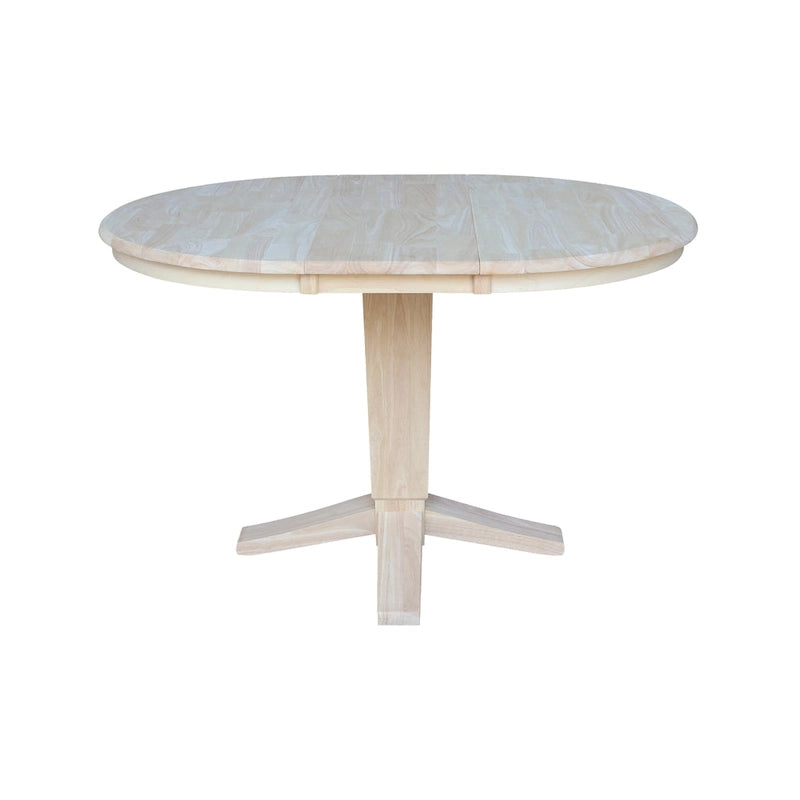 36 Solid Wood Round Top Pedestal Dining Table with 12 in Leaf