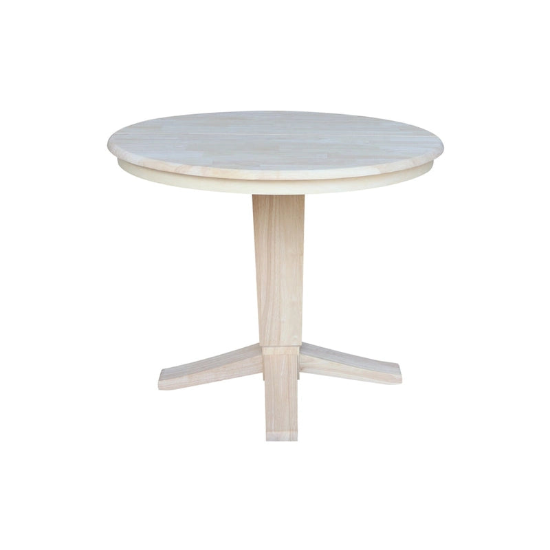 36 Solid Wood Round Top Pedestal Dining Table with 12 in Leaf